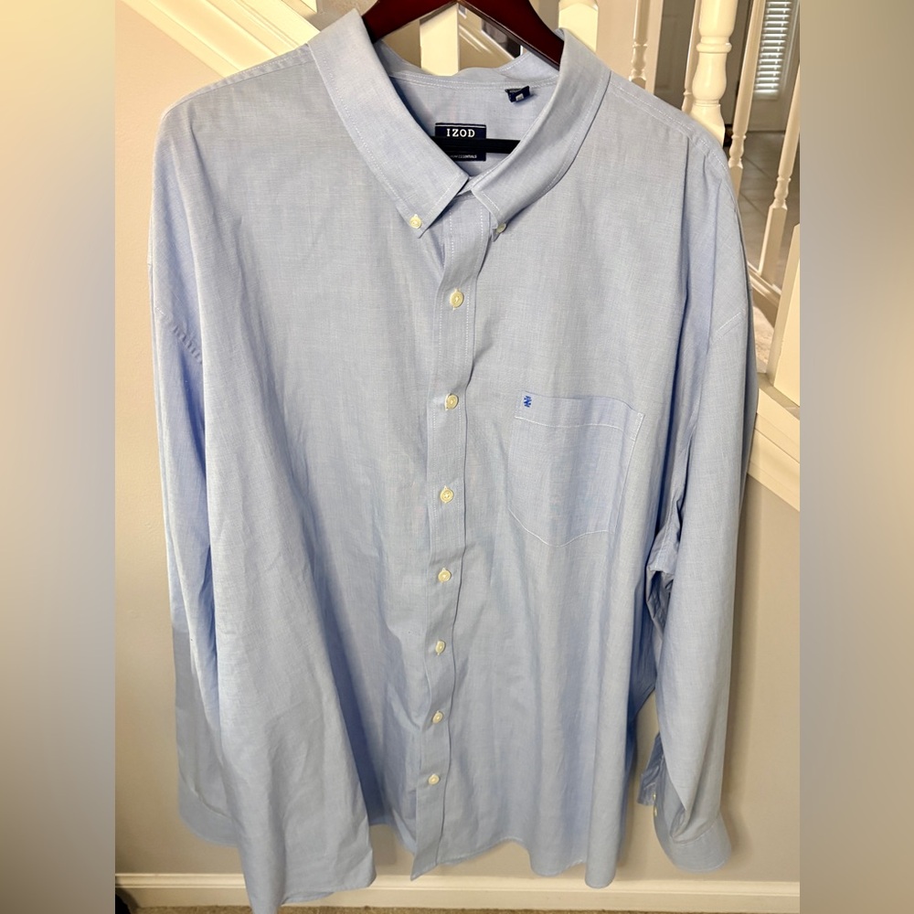 IZOD Premium Essential Light Blue Button Down Shirt - Size 4XL